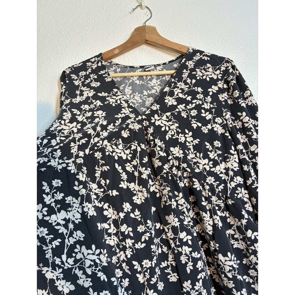 Babydoll Dress Old Navy Womens Large Black Floral V Neck Swing Trapeze - Picture 2 of 10